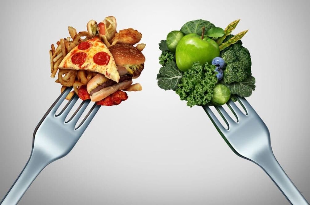 Aliments malsains et sains pour la prostatite.